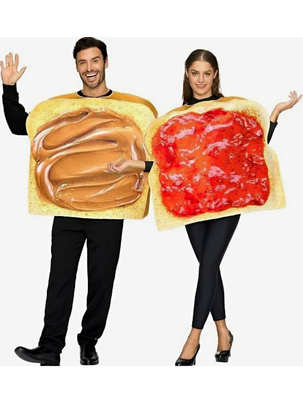 Peanut Butter & Jelly Adult Halloween Costume Set – 3 Pieces – 1 PB + 2 Jelly